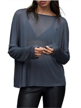 All Saints Francesco Rita Semi Sheer Modal Long Sleeve Top